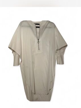 Zara white Long Sleeve Zip-Front Tunic Dress new